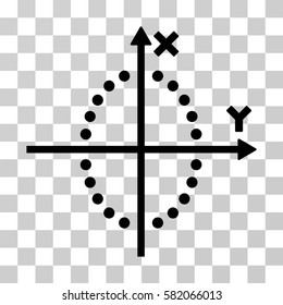 Ellipse Plot vector pictograph. Illustration style is flat iconic black symbol on a transparent background.