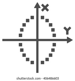 Ellipse Plot vector toolbar icon. Style is flat icon symbol, gray color, white background, square dots.