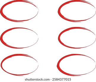 ellipse red colorful abstract frames set