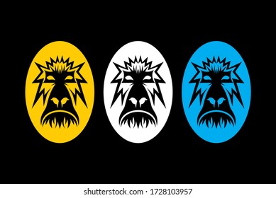 ellipse set of vector gorilla heads, and four color choices