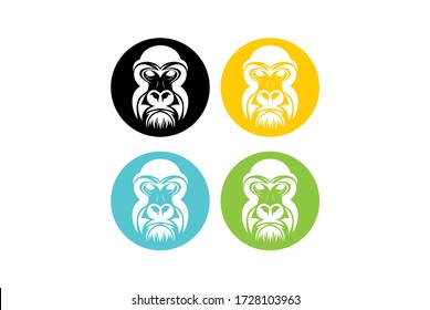 ellipse set of vector gorilla heads, and four color choices