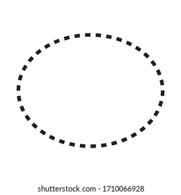 forma elipse con una línea de puntos, marco o borde aislado de fondo blanco.