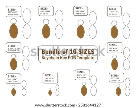 Ellipse shape keychain key FOB Dieline Template
