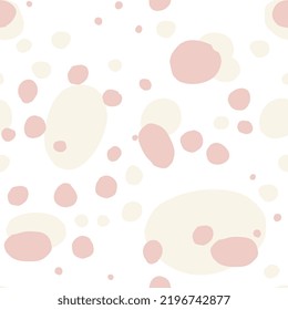 Ellipse shapes seamless pattern Pink hand drawn ovals on white background Polka dot design Vector illustration in flat style with abstract confetti