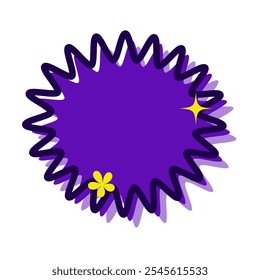 Ellipse Star Memphis Shape for Textbox or Tag Icon with Blue Color. Label Icon. High Quality Vector Icon. Editable Vector