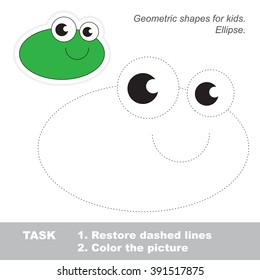 Ellipse in vector to be traced. Restore dashed line and color the picture. Trace game for children.