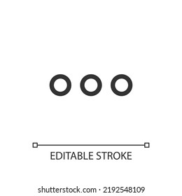 Ellipsis pixel perfect linear ui icon. Computer system menu. List of options and commands. GUI, UX design. Outline isolated user interface element for app and web. Editable stroke. Arial font used