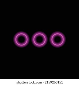 Ellipsis, three dots simple icon vector. Flat design. Purple neon style on black background.ai