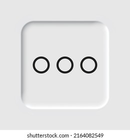 Ellipsis, three dots simple icon vector. Flat design. Neumorphism design.ai