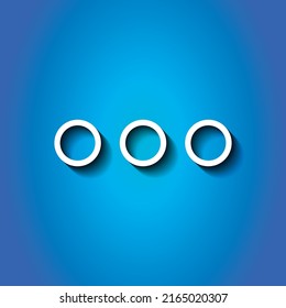 Ellipsis, three dots simple icon vector. Flat design. White icon with shadow on blue background.ai