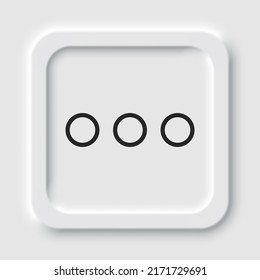 Ellipsis, three dots simple icon vector. Flat design. Neumorphism design.ai