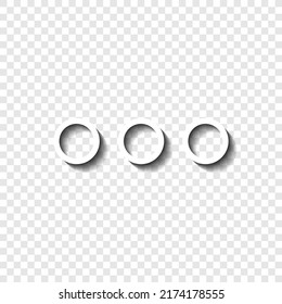 Ellipsis, three dots simple icon vector. Flat design. White with shadow on transparent grid.ai