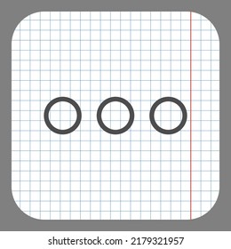 Ellipsis, three dots simple icon vector. Flat design. On graph paper. Grey background.ai