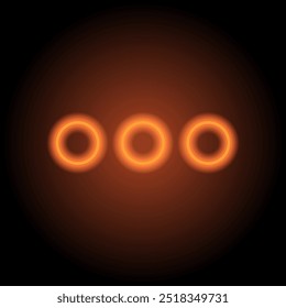 Ellipsis, three dots simple icon vector. Flat design. Orange neon on black background.ai