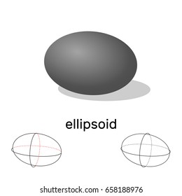 Ellipsoid. Geometric shape. Isolated on white background.Vector illustration.