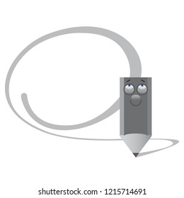 ellipsoidal frame drawn by a cartoon pencil
