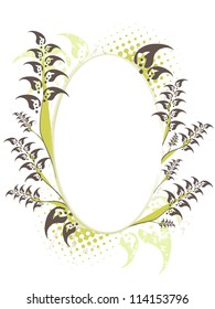 Elliptic floral frame Retro elliptic floral frame in brown and green on the white background