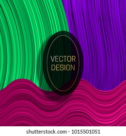 Elliptic frame on colorful dynamic background. Trendy packaging design or cover template.