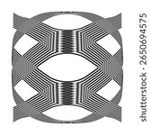 Elliptic loop icon. Double band pattern. Interwoven ring Vector. Symmetric orbital frame.