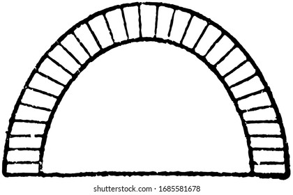 Elliptical Arch, arch, vintage engraving.