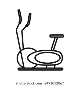 Elliptical bike icon Black line art vector logo