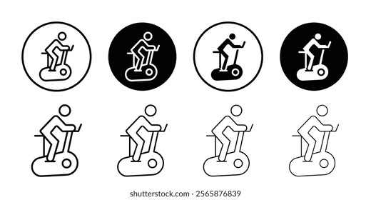 Elliptical bike icon Black and white outline vector