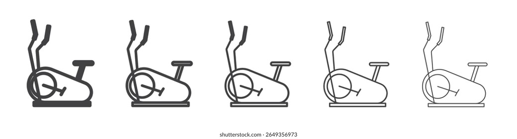 Ícone de bicicleta elíptica Símbolo de ilustração de gráficos de linha