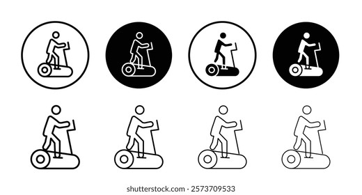 Elliptical bike icon Thin line art isolated