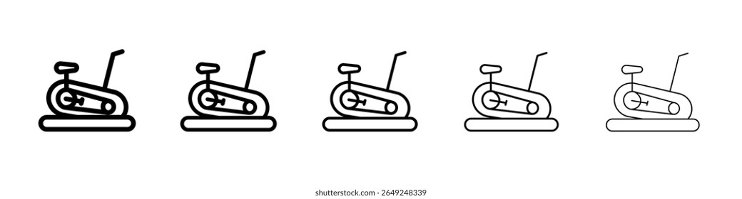 Ícone de bicicleta elíptica conjunto de contornos de linha fina ou coleção