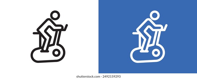 Elliptical bike logo sign set vector outline