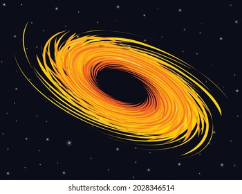 Elliptical black hole in space vector illustration