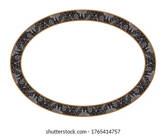 elliptical borders with abstract motifs, frames in retro or vintage style, delimiter for text with isolated white background