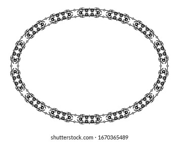 marco elíptico con estilo floral, marco para texto o caligrafía, diseño plano con fondo blanco aislado.