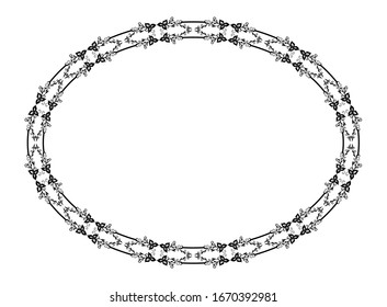elliptical frame with floral style, frame for text or calligraphy, flat design with isolated white background