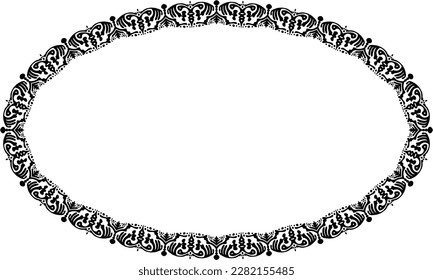 Elliptical frame with ornamental motif on white background