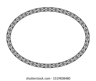 Elliptical frame or oval for calligraphy, classic theme frame, vintage frame, retro frame with black isolated white.