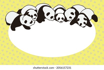 Marco elíptico con bebés panda.