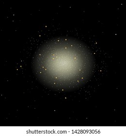 Elliptical galaxy with stars, vector illustration of space