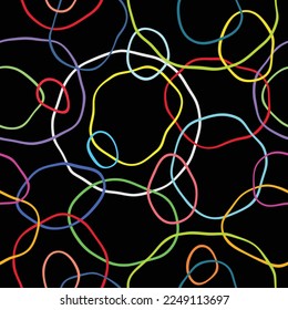 Elliptical and irregular bright colorful circles. Seamless decorative background illustration.