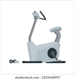 Elliptical machine cross trainer and fitness equipment indoors. Spinning bike for exercise in gym or fitness isolated on white background with clipping path. 1897