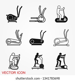 Elliptical machine gym icon, vector sign symbol for design