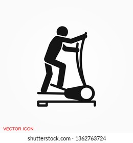 Elliptical machine gym icon, vector sign symbol for design