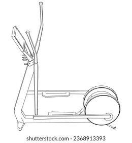 Elliptical machine isolated on white background. Fitness, cardio, and muscle building machines. Exercise and gym concept. Vector illustration.