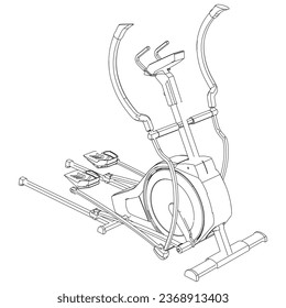 Elliptical machine isolated on white background. Fitness, cardio, and muscle building machines. Exercise and gym concept. Vector illustration.