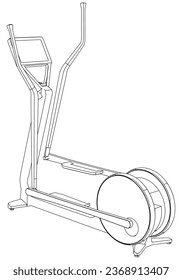 Elliptical machine isolated on white background. Fitness, cardio, and muscle building machines. Exercise and gym concept. Vector illustration.