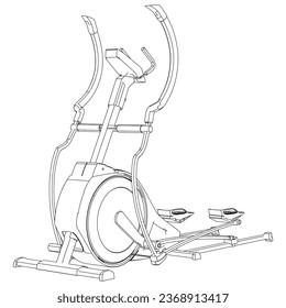 Elliptical machine isolated on white background. Fitness, cardio, and muscle building machines. Exercise and gym concept. Vector illustration.