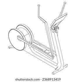 Elliptical machine isolated on white background. Fitness, cardio, and muscle building machines. Exercise and gym concept. Vector illustration.