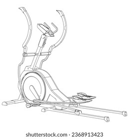 Elliptical machine isolated on white background. Fitness, cardio, and muscle building machines. Exercise and gym concept. Vector illustration.