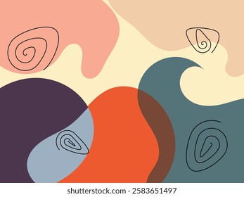 Elliptical shapes and spiral lines in retro colors