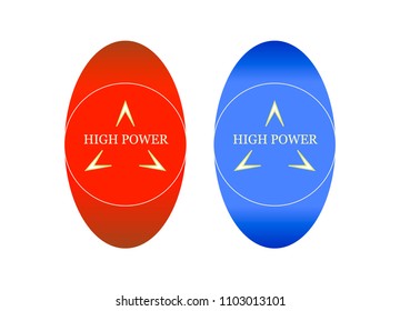 An elliptical sign with a circle, three small figures and an inscription in the center. The image has two color options.